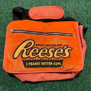Reese's Peanut Butter Cups Messenger Bag Orange Plush Logo Crossbody Satchel